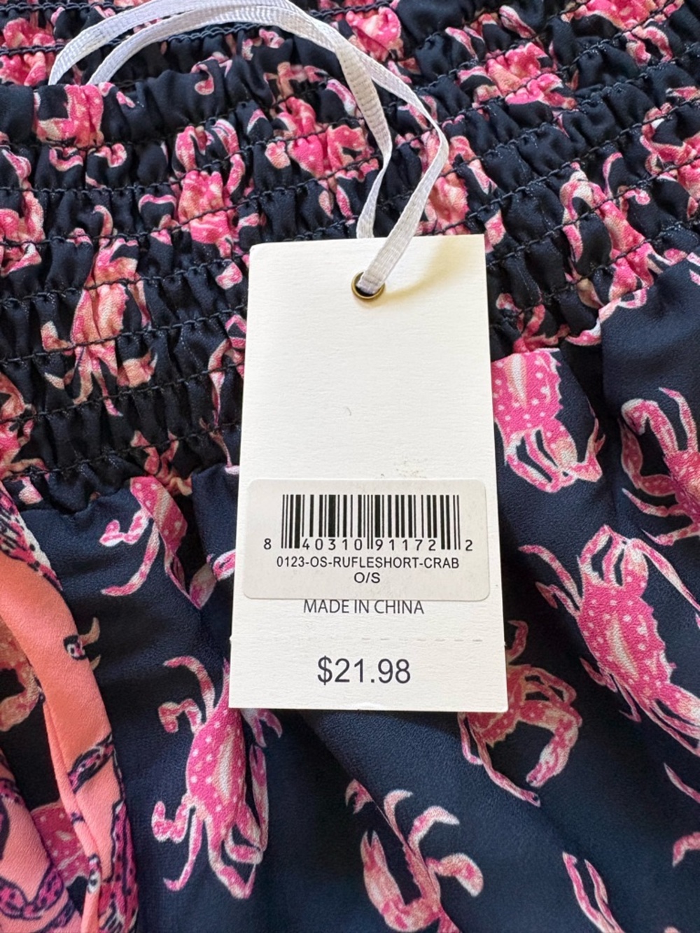 Simply Southern Navy Shorts with the Cutest Pink Crab Print and Ruffle - Picture 4 of 7
